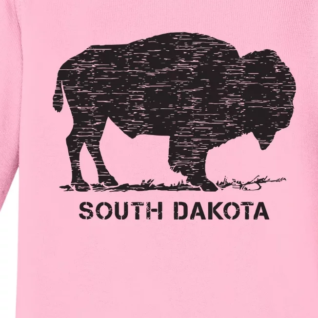 South Dakota And American Buffalo Bison Baby Long Sleeve Bodysuit