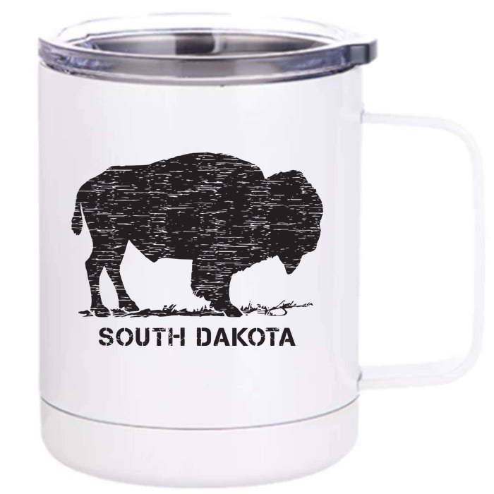 South Dakota And American Buffalo Bison Front & Back 12oz Stainless Steel Tumbler Cup