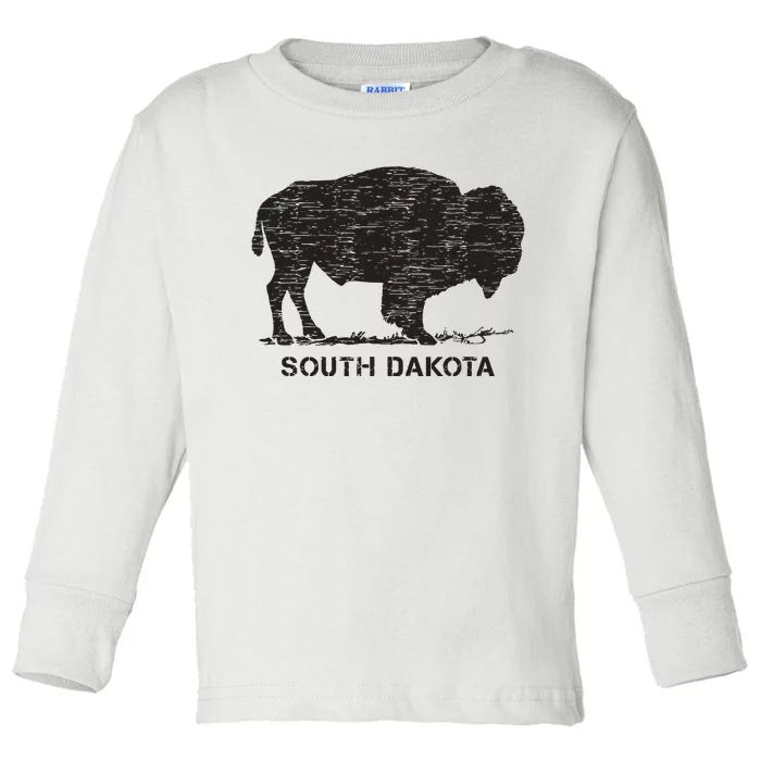 South Dakota And American Buffalo Bison Toddler Long Sleeve Shirt