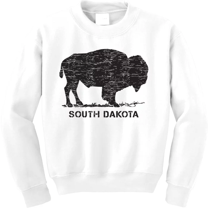 South Dakota And American Buffalo Bison Kids Sweatshirt