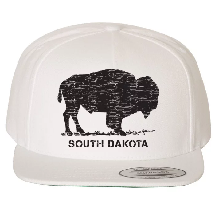 South Dakota And American Buffalo Bison Wool Snapback Cap