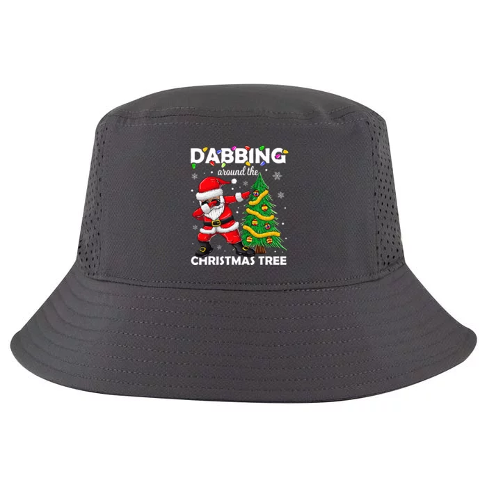 Santa Dabbing Around the Christmas Tree Lights Cool Comfort Performance Bucket Hat