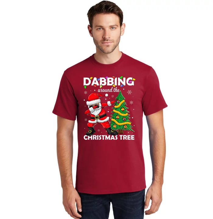 Santa Dabbing Around the Christmas Tree Lights Tall T-Shirt