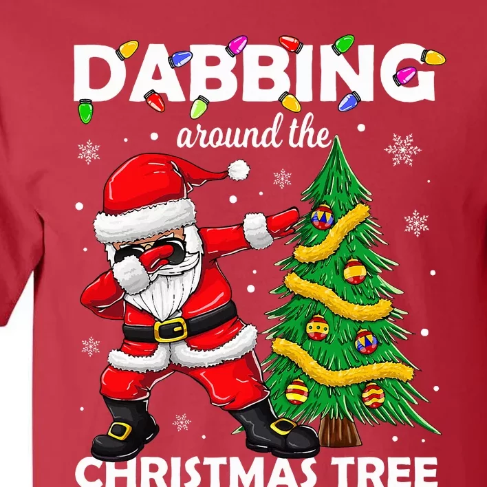 Santa Dabbing Around the Christmas Tree Lights Tall T-Shirt