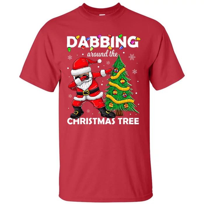 Santa Dabbing Around the Christmas Tree Lights Tall T-Shirt