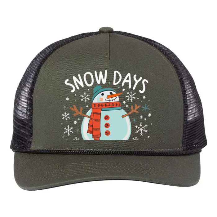 Snow Days Are The Best Snow Day Supporter Winter Snowman Retro Rope Trucker Hat Cap