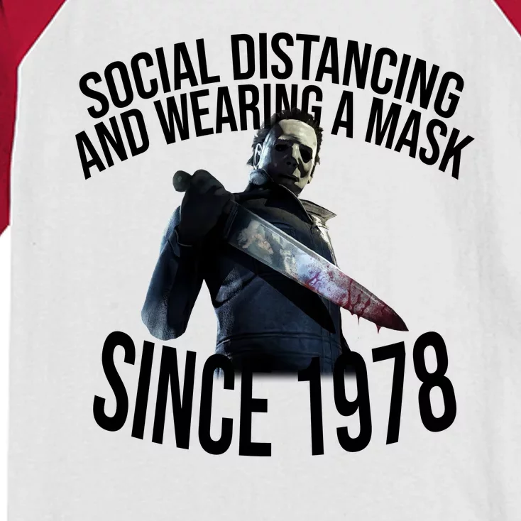 Social Distancing And Wearing A Mask Since 1978 Kids Colorblock Raglan Jersey