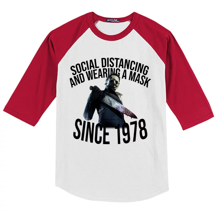 Social Distancing And Wearing A Mask Since 1978 Kids Colorblock Raglan Jersey