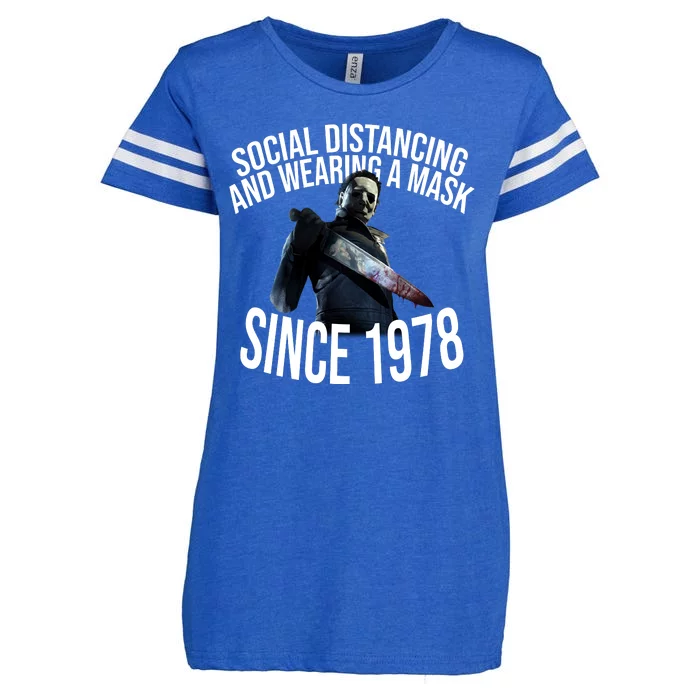 Social Distancing And Wearing A Mask Since 1978 Enza Ladies Jersey Football T-Shirt