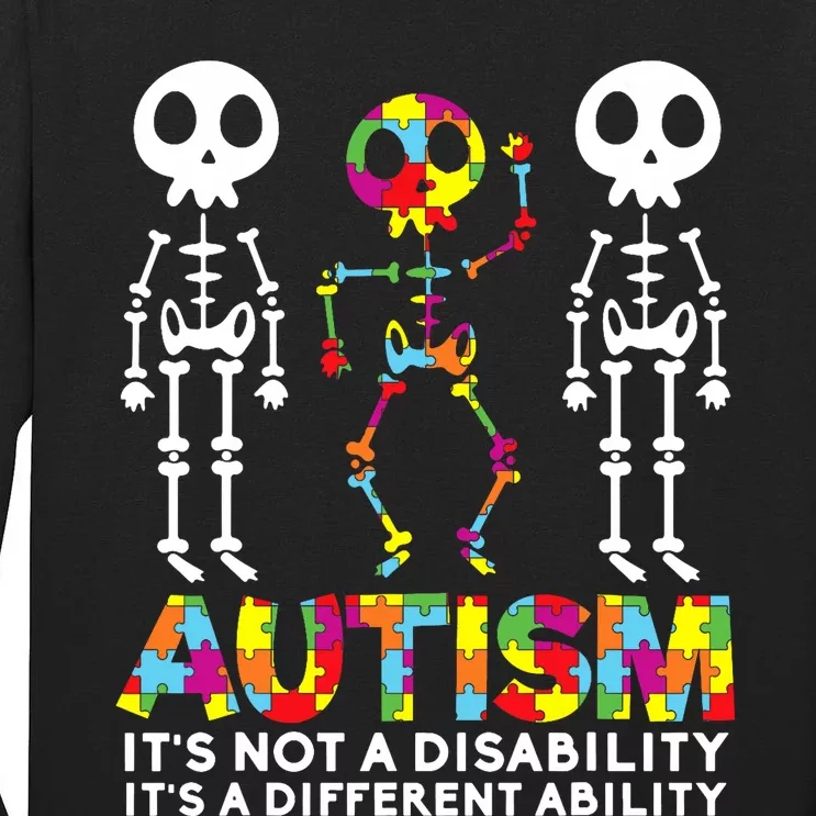 Skull Dance Autism Awareness Mom Dad Autism Tall Long Sleeve T-Shirt