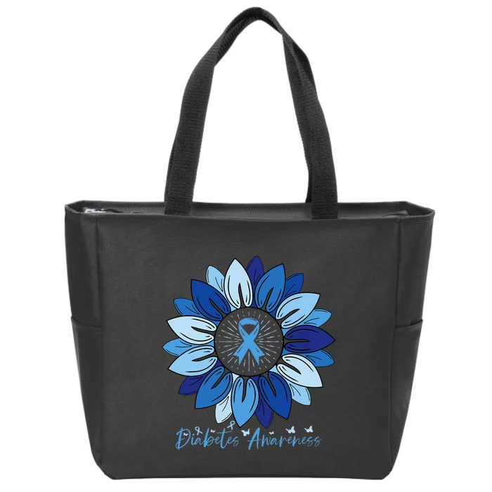 Sunflower Diabetes Awareness Month Zip Tote Bag