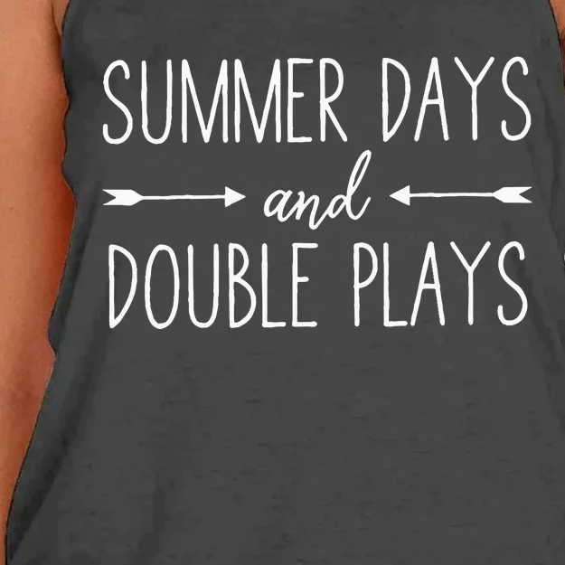 Summer Days And Double Plays Baseball Softball Summer Women's Knotted Racerback Tank