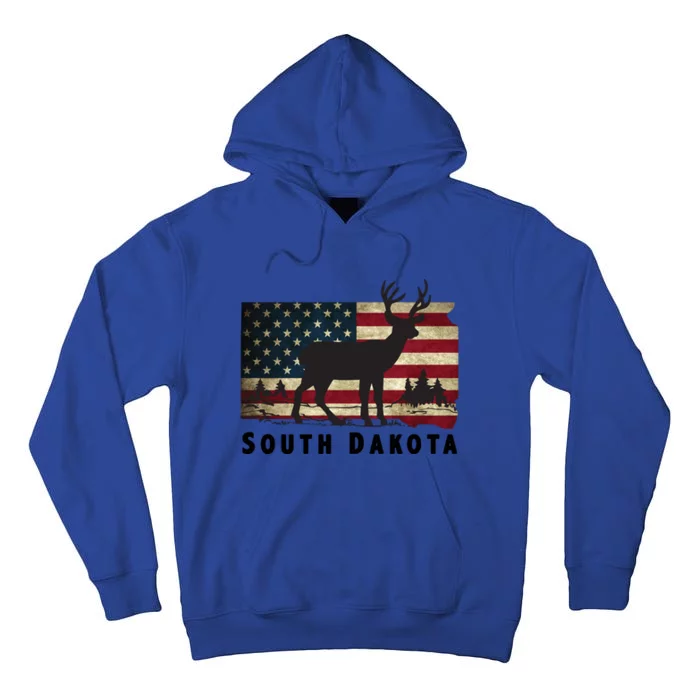 South Dakota American Flag Patriotic Deer Hunter Archer Patriot Tall Hoodie