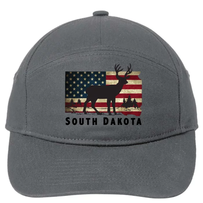 South Dakota American Flag Patriotic Deer Hunter Archer Patriot 7-Panel Snapback Hat