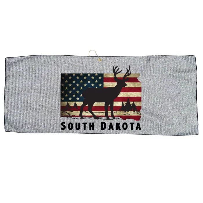 South Dakota American Flag Patriotic Deer Hunter Archer Patriot Large Microfiber Waffle Golf Towel