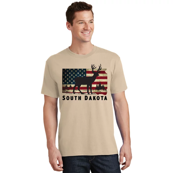 South Dakota American Flag Patriotic Deer Hunter Archer Patriot T-Shirt