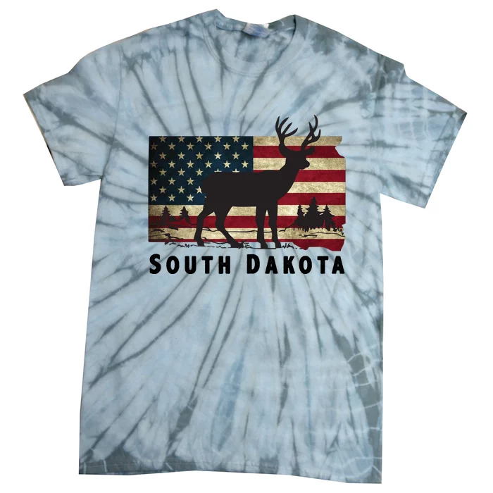 South Dakota American Flag Patriotic Deer Hunter Archer Patriot Tie-Dye T-Shirt