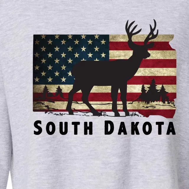 South Dakota American Flag Patriotic Deer Hunter Archer Patriot Cropped Pullover Crew