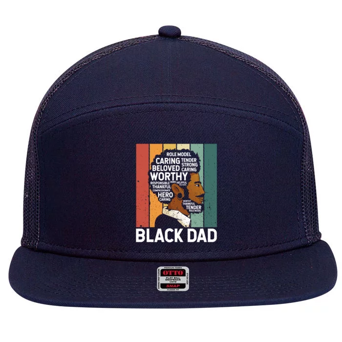 Strong Dad African American Father Black History Month Pride Gift 7 Panel Mesh Trucker Snapback Hat