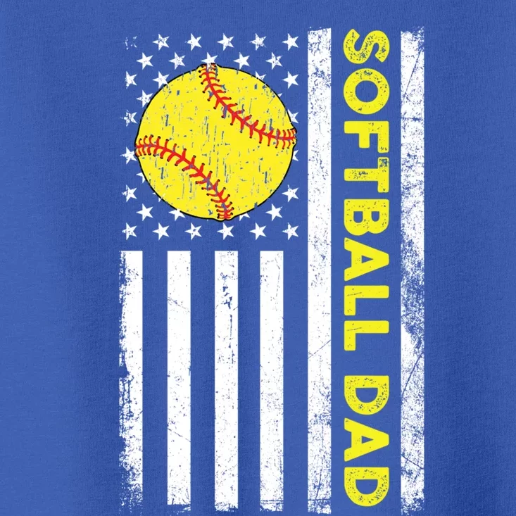 Softball Dad American Flag Fathers Day Cool Gift Toddler T-Shirt