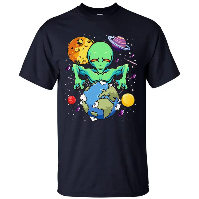 Space Day Alien Puppeteer Shifting Earth Planets Stars SciFi Tall T-Shirt