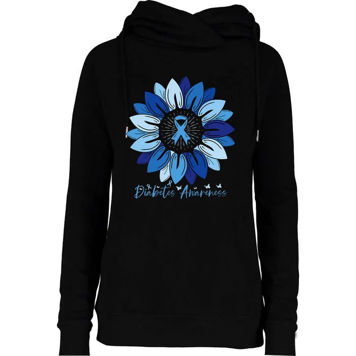 Sunflower Diabetes Awareness Month Womens Funnel Neck Pullover Hood