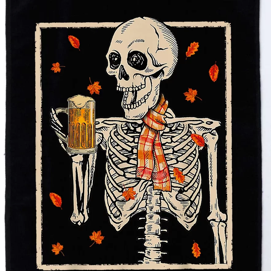 Skeleton Drinking Beer Retro Halloween Costume Beer Drink Platinum Collection Golf Towel