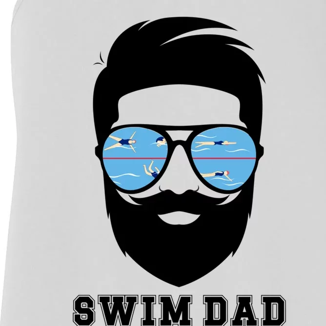 Swim Dad Beard Swimming Dad Of A Swimmer Father Gift Women's Racerback Tank