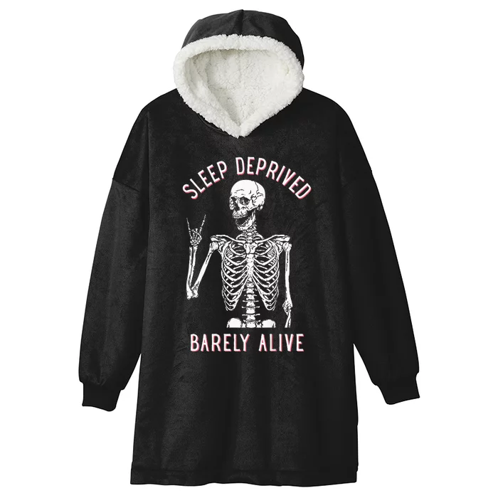 Sleep Deprived Barely Alive Funny Skeleton Halloween (Back) Hooded Wearable Blanket