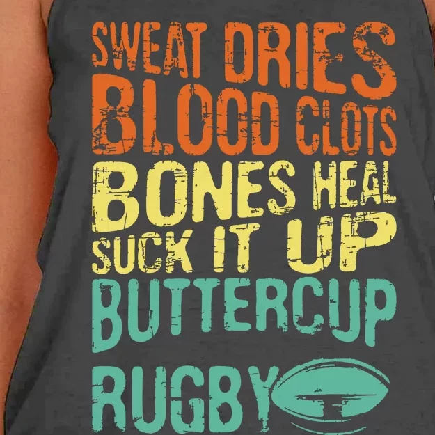 Sweat Dries Blood Clots Bones Heal Rugby Player Coach Women's Knotted Racerback Tank