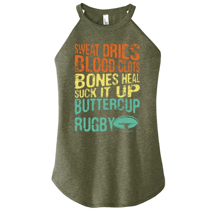 Sweat Dries Blood Clots Bones Heal Rugby Player Coach Women’s Perfect Tri Rocker Tank