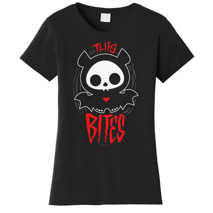 Skelanimals Diego Bat This Bites Red Halloween Spooky Logo Women's T-Shirt