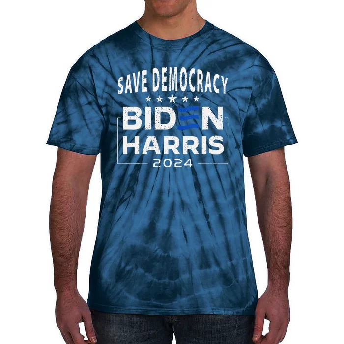 Save Democracy Biden Harris America Vote Blue 2024 Election Tie-Dye T-Shirt