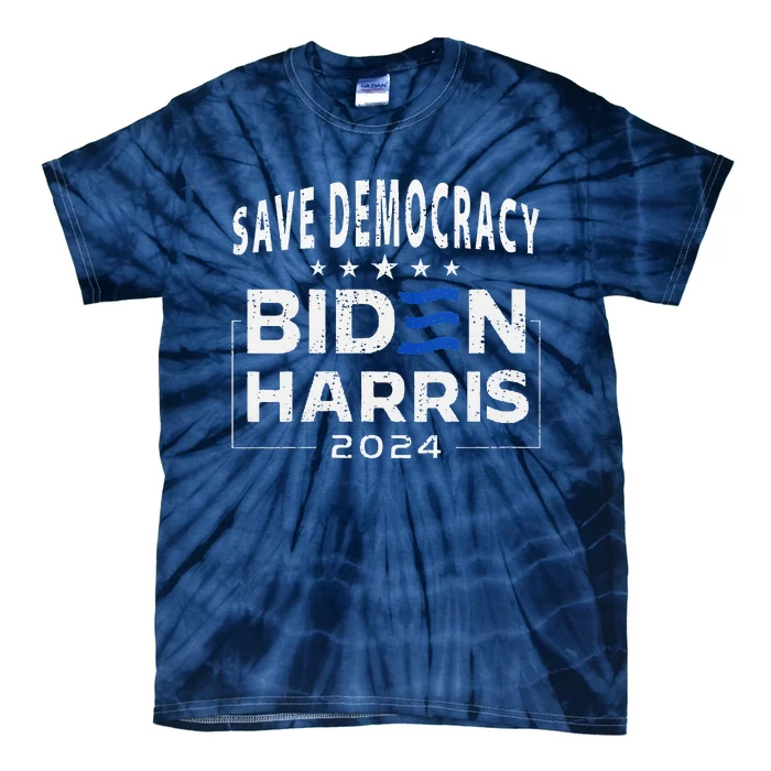 Save Democracy Biden Harris America Vote Blue 2024 Election Tie-Dye T-Shirt