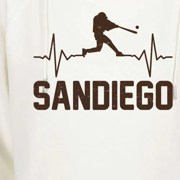 San Diego Baseball Player Heartbeat Womens Funnel Neck Pullover Hood