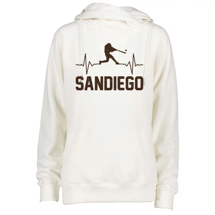 San Diego Baseball Player Heartbeat Womens Funnel Neck Pullover Hood