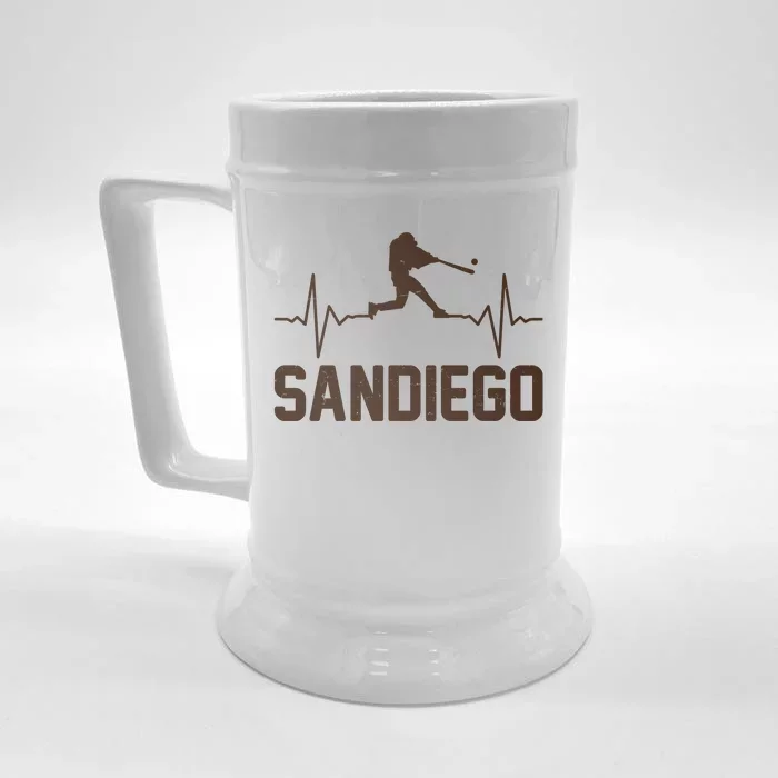 San Diego Baseball Player Heartbeat Front & Back Beer Stein