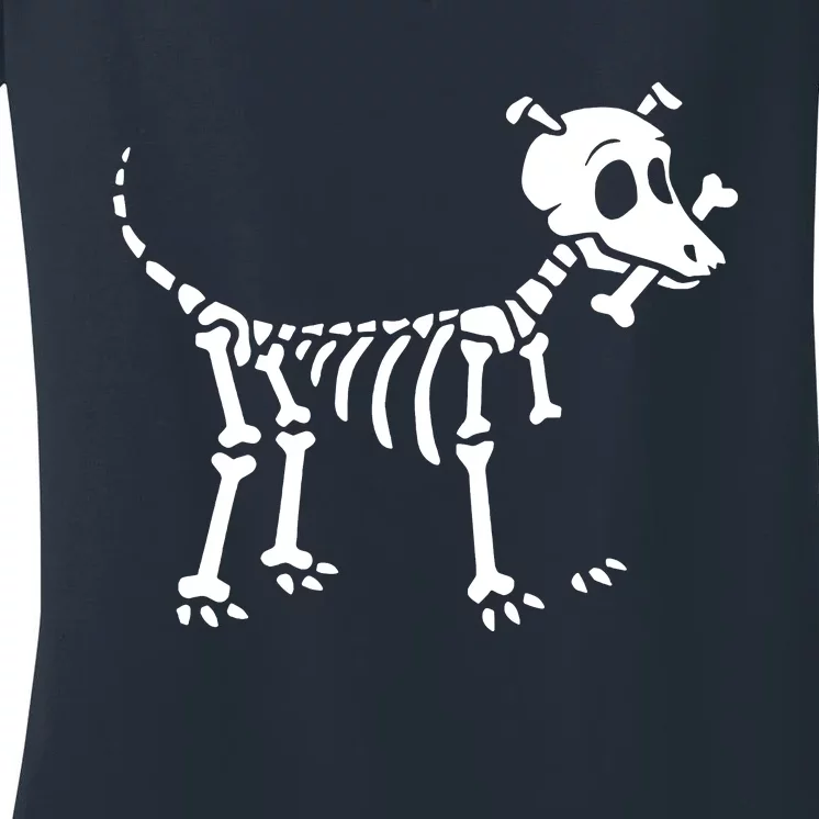 Skeleton Dog & Bone Women's V-Neck T-Shirt