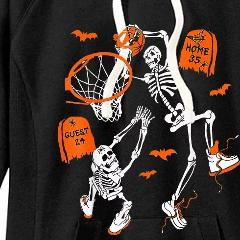 Skeleton Dunking Basketball Halloween Costume Kids Women's Fleece Hoodie