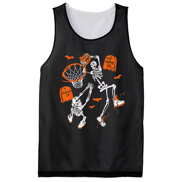 Skeleton Dunking Basketball Halloween Costume Kids Mesh Reversible Basketball Jersey Tank