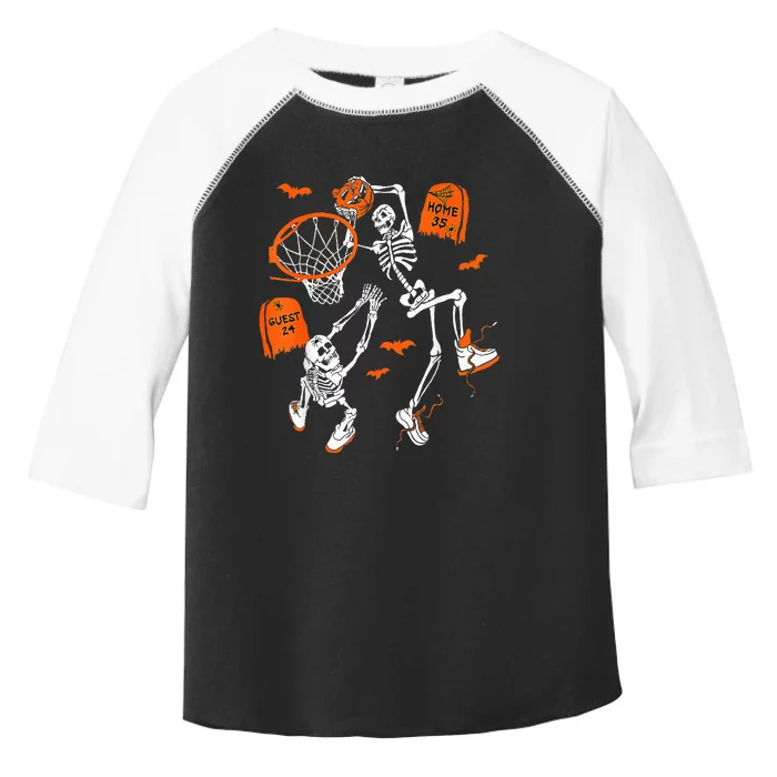 Skeleton Dunking Basketball Halloween Costume Kids Toddler Fine Jersey T-Shirt