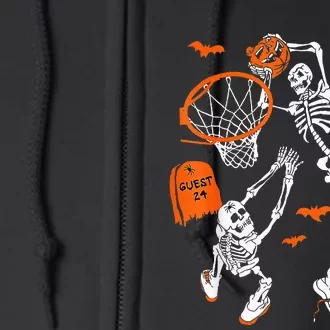 Skeleton Dunking Basketball Halloween Costume Kids Full Zip Hoodie