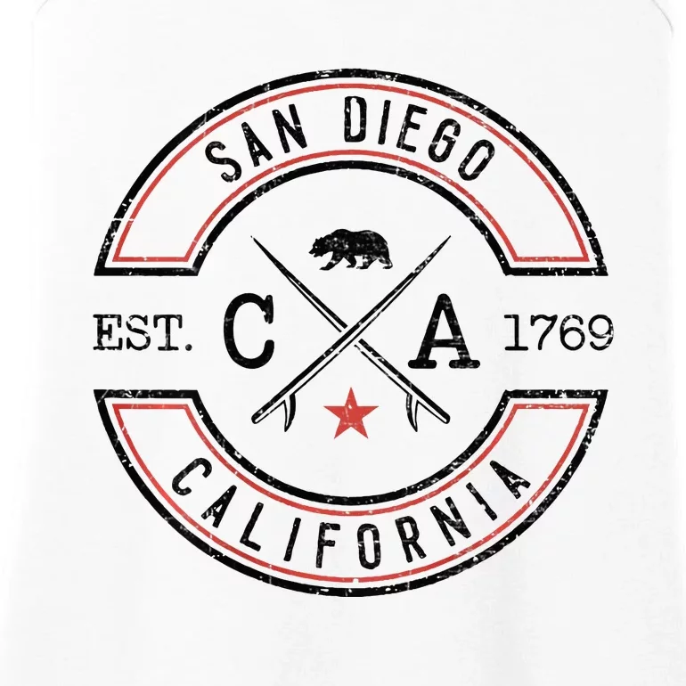 San Diego Beach California Ca Retro Surfer Ladies Essential Tank