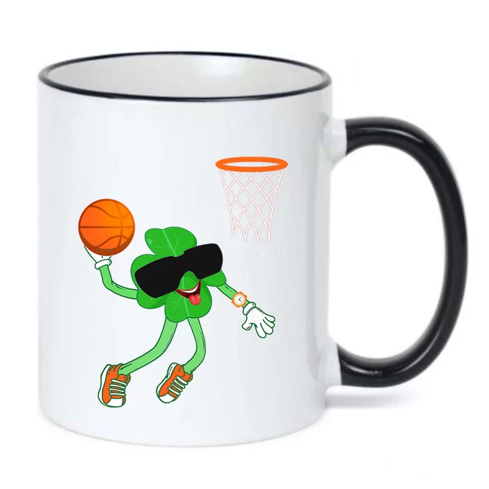 Shamrock Dabbing Basketball St Patricks Day Funny Gift Black Color Changing Mug