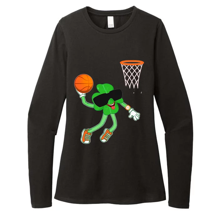 Shamrock Dabbing Basketball St Patricks Day Funny Gift Womens CVC Long Sleeve Shirt