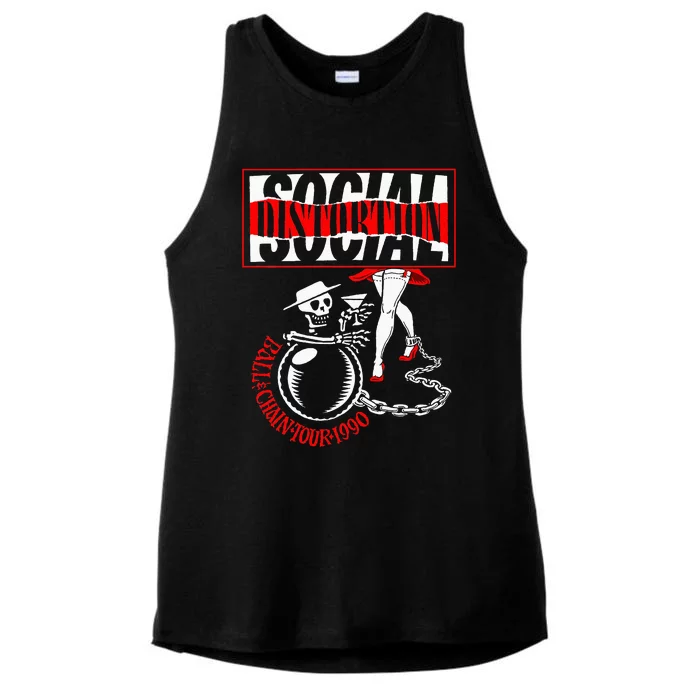 Social Distortion Ball And Chain Ladies Tri-Blend Wicking Tank