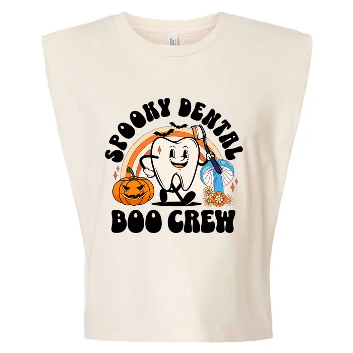 Spooky Dental Boo Crew Retro Halloween Dentist Office Humor Gift Garment-Dyed Women's Muscle Tee