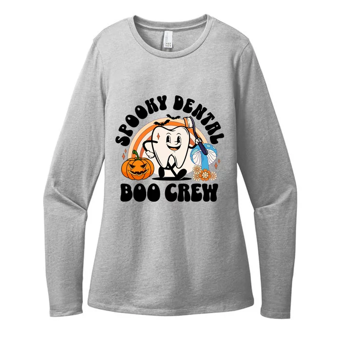 Spooky Dental Boo Crew Retro Halloween Dentist Office Humor Gift Womens CVC Long Sleeve Shirt