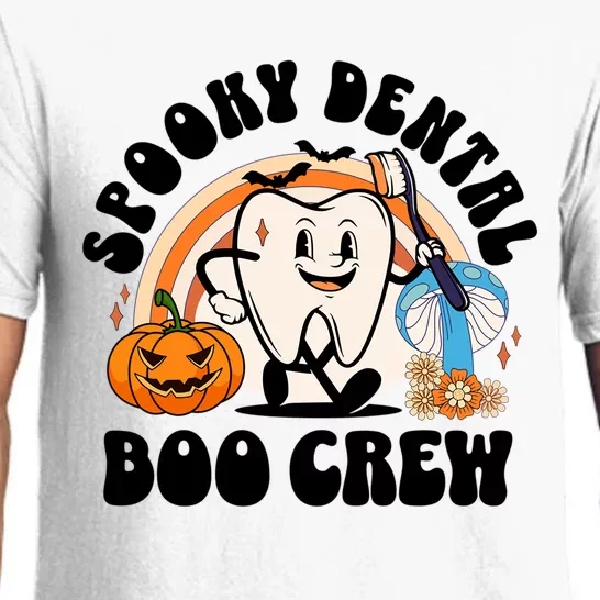 Spooky Dental Boo Crew Retro Halloween Dentist Office Humor Gift Pajama Set