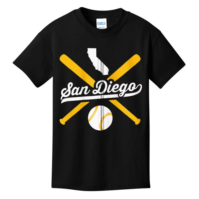 San Diego Baseball Vintage California State Pride Love City Kids T-Shirt